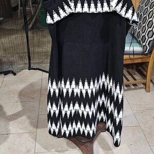Lane Bryant Women’s Black White Sleeveless Knit Ruffle Sweater Dress Size 18/20